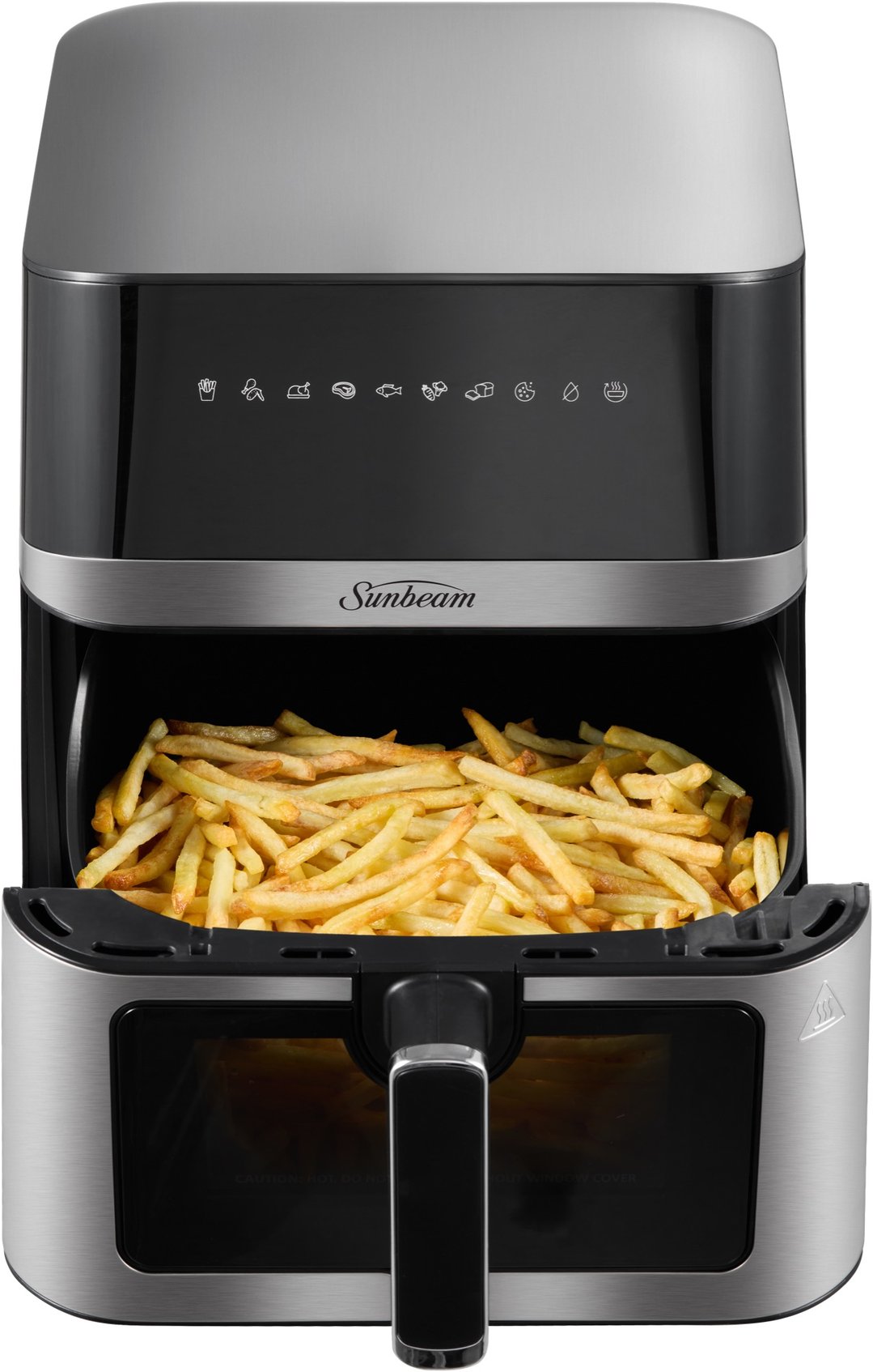 Sunbeam Alinea Max DiamondForce 7.5L Air Fryer with a basket full of french fries