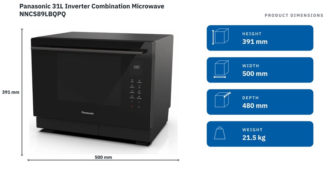 Panasonic 31L Inverter Combination Microwave NNCS89LBQPQ — product dimensions