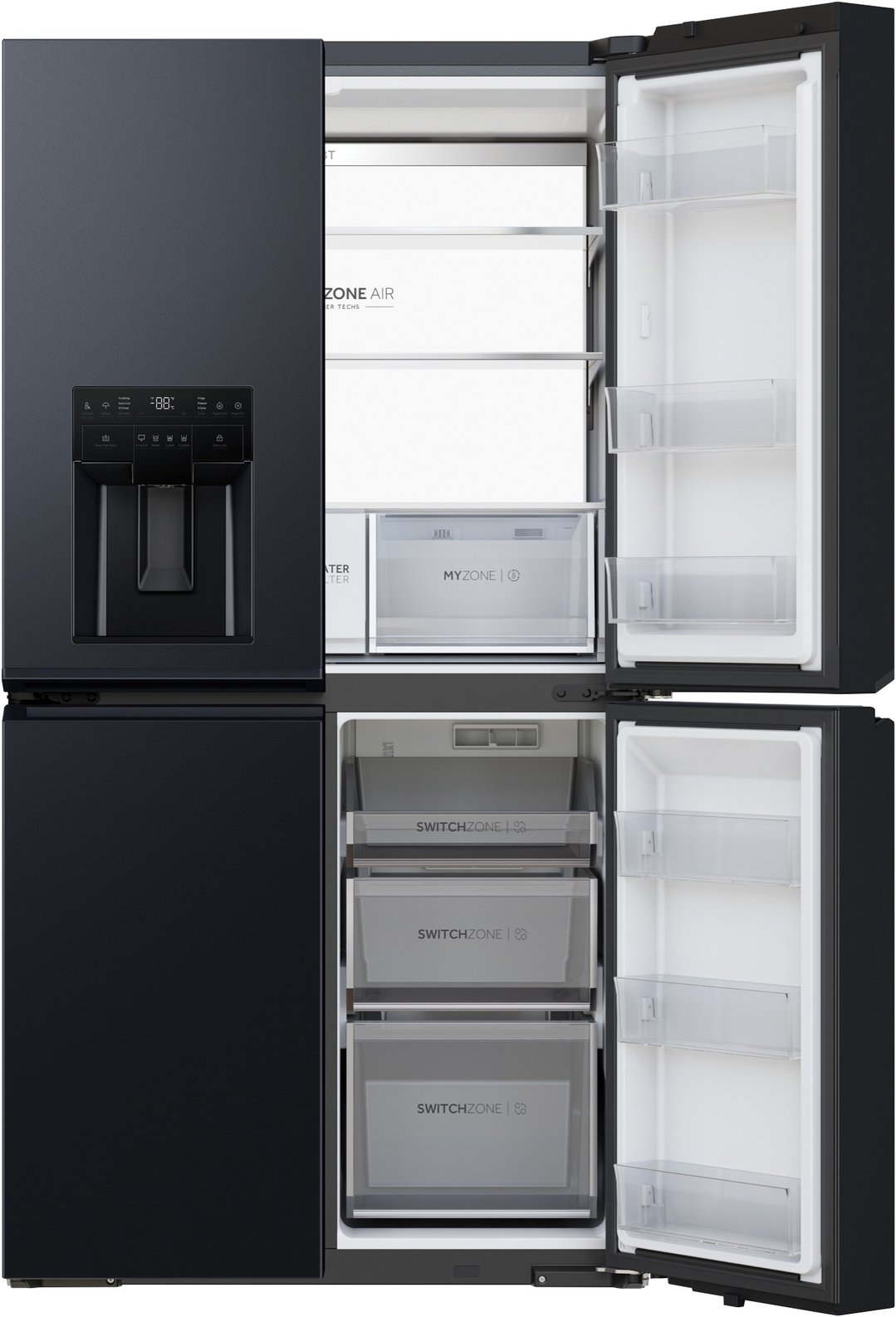 Haier 601L 600 Series Quad Door Refrigerator Freezer - Black HRF680YZC