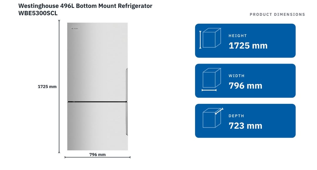 Westinghouse 496L Bottom Mount Refrigerator WBE5300SCL