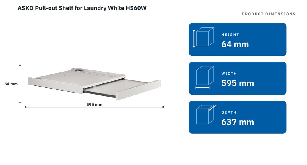 ASKO Pull-out Shelf for Laundry White HS60W — product dimensions