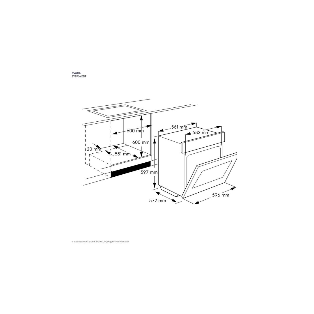 Electrolux 60cm Pyrolytic Oven with SteamBake, Black - 500 Series EVEP6615DF