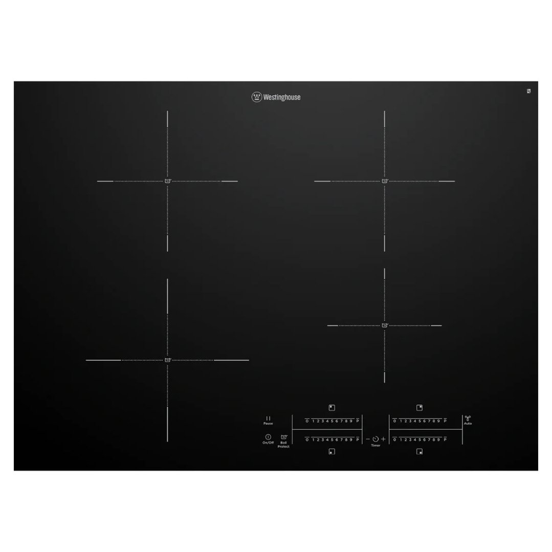 Westinghouse 70cm 4 zone induction cooktop with BoilProtect, Hob2Hood
