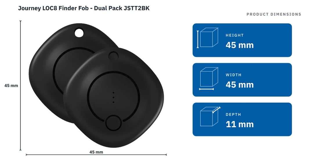 Journey LOC8 Finder Fob - Dual Pack JSTT2BK — product dimensions
