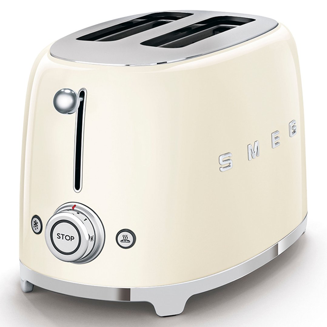 Smeg 50's Retro Style Aesthetic 2 Slice Toaster Cream TSF01CRAU