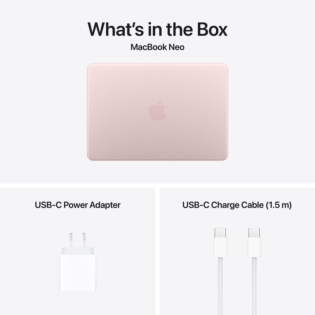 Apple 13" MacBook Neo A18 Pro chip with 6‑core CPU and 5‑core GPU, 8GB, 512GB SSD, Touch ID - Blush MHFJ4X/A