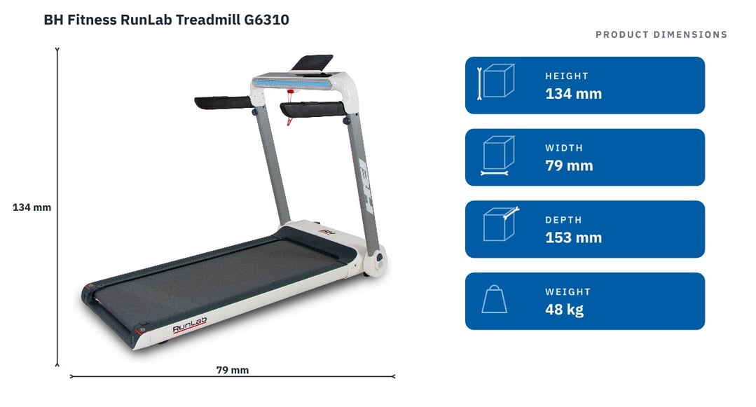 BH Fitness RunLab Treadmill G6310 — product dimensions