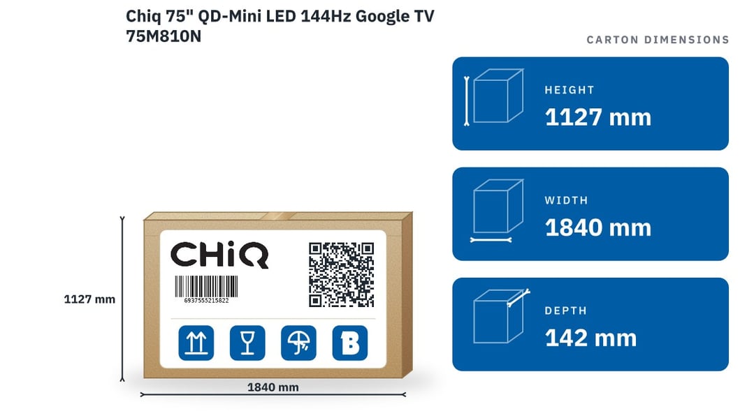 Chiq 75" QD-Mini LED 144Hz Google TV 75M810N