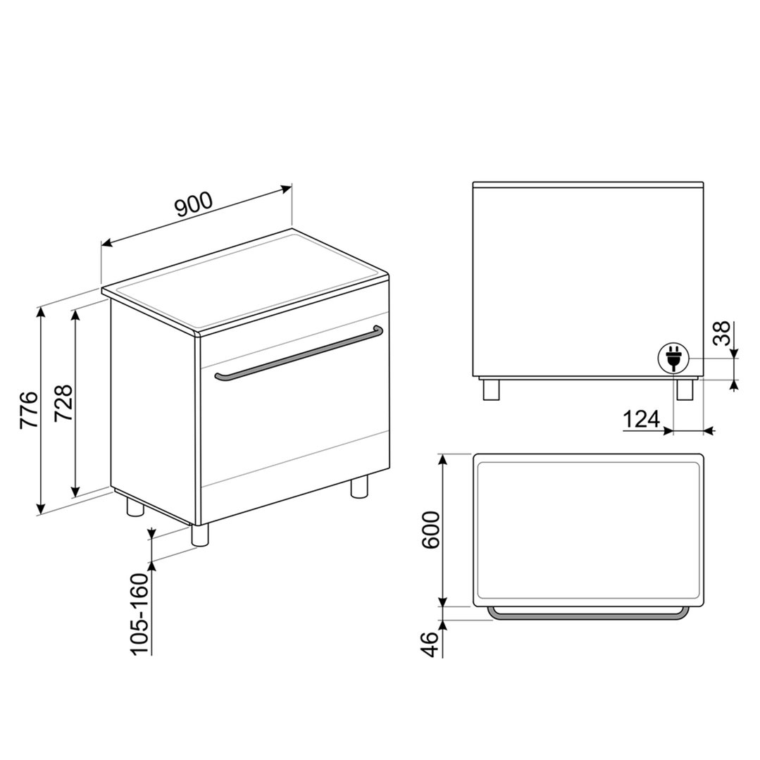 Smeg Classic 90cm Upright Cooker with Induction Hob Stainless Steel