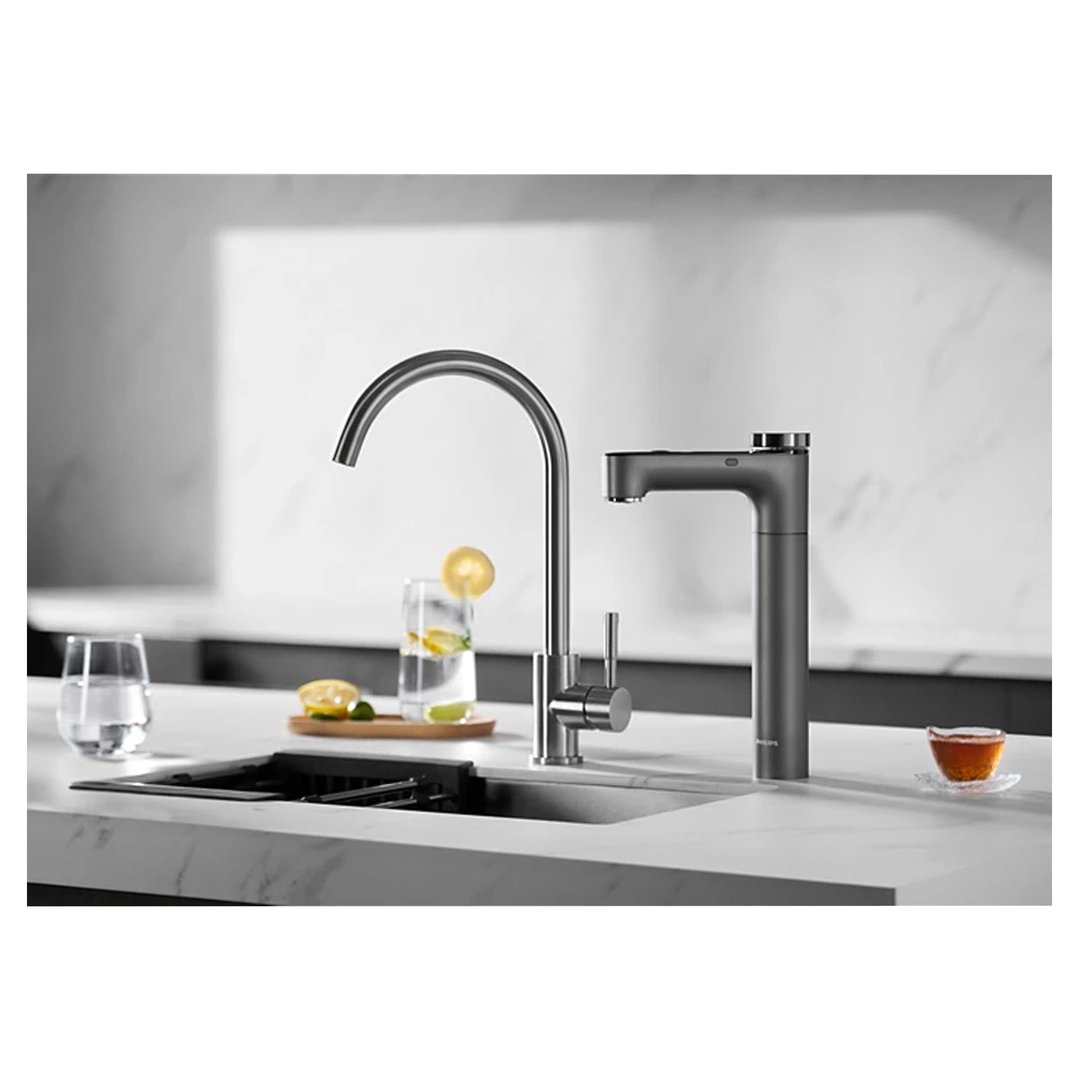 Philips Reverse Osmosis purification Purified Chilled Water Tap Stations on a kitchen counter