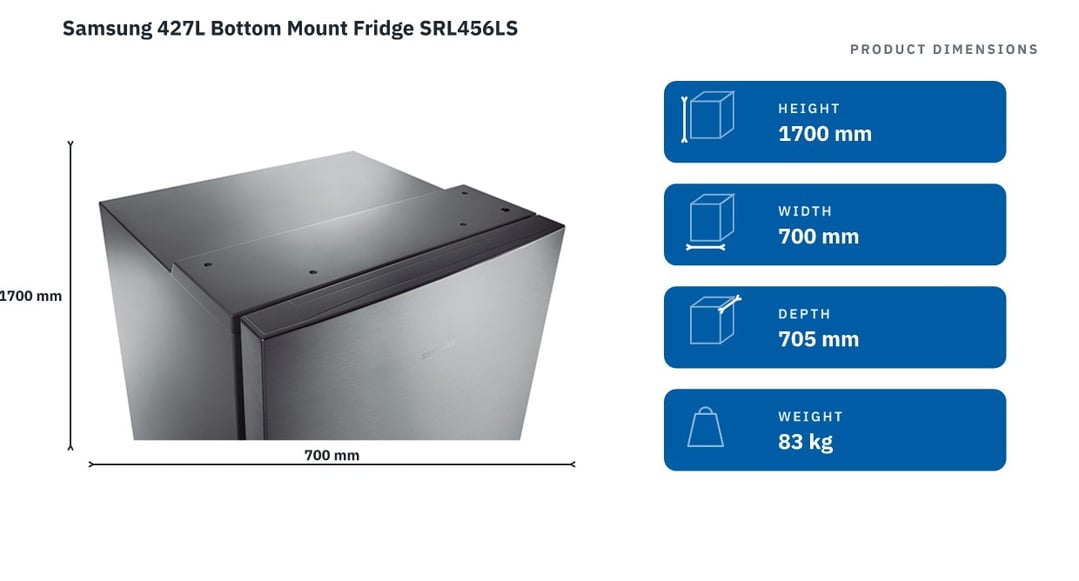 Samsung 427L Bottom Mount Fridge SRL456LS