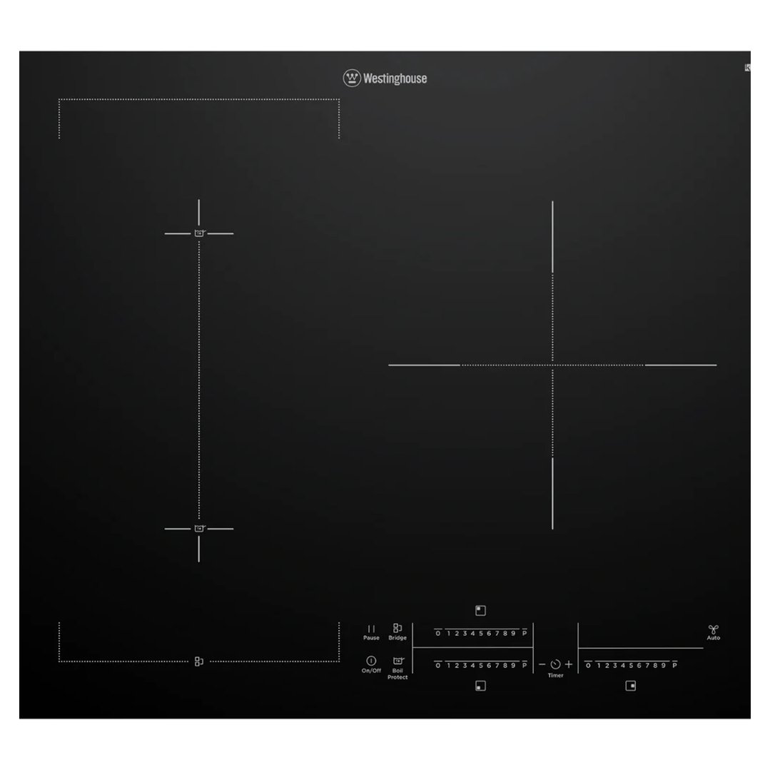 Westinghouse 60cm 3 zone induction cooktop with BoilProtect (2 zones), MaxiZone, Bridge Zone
