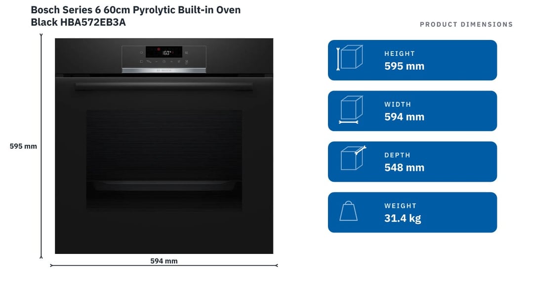 Bosch Series 6 60cm Pyrolytic Built-in Oven Black HBA572EB3A