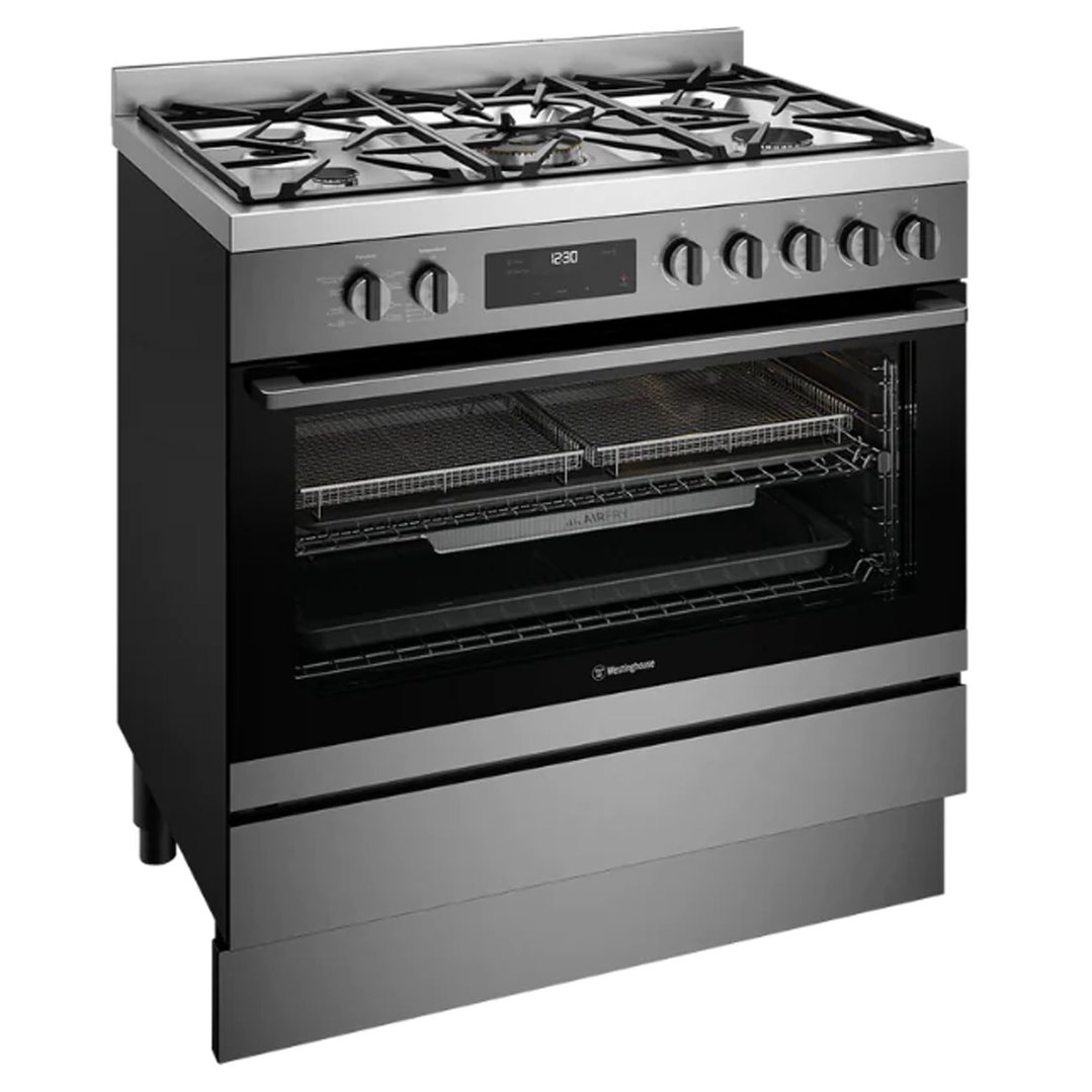 Westinghouse 90cm Dual Fuel Freestanding Oven with AirFry - Dark Stainless Steel WFE9516DD