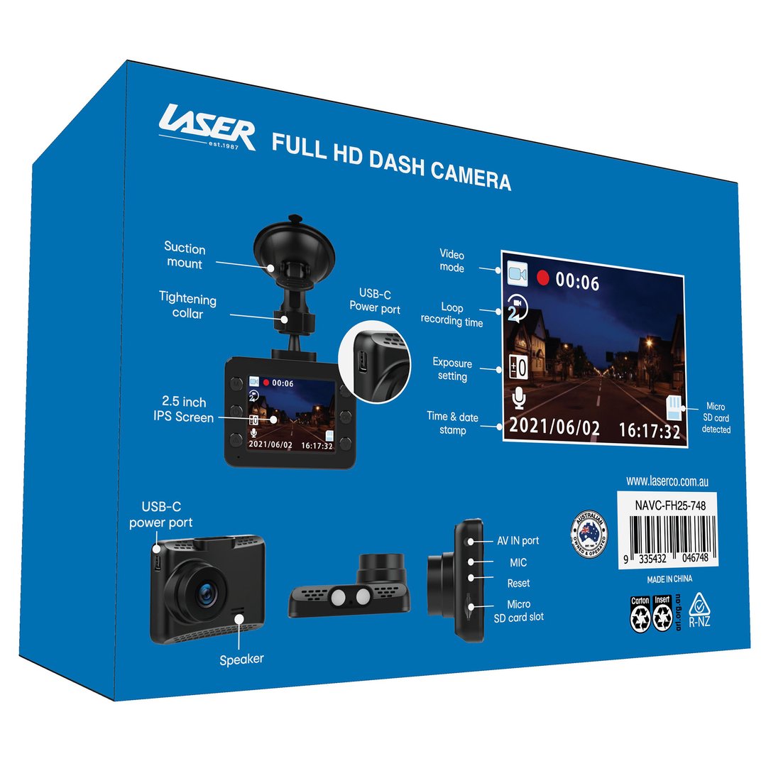 Laser Full HD Dash Camera 2.5" Display NAVC-FH25-748