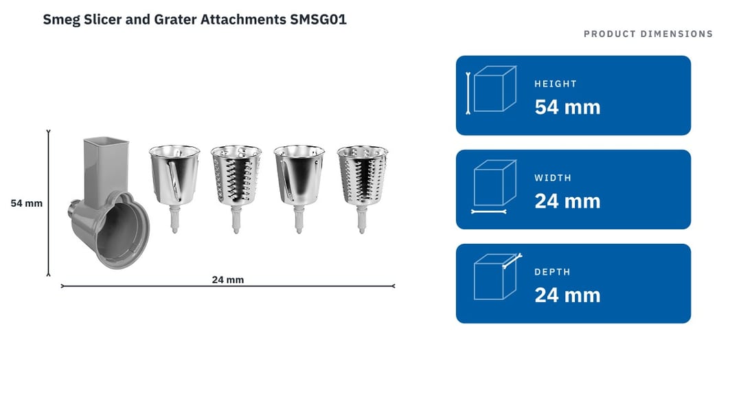 Smeg Slicer and Grater Attachments SMSG01 — product dimensions