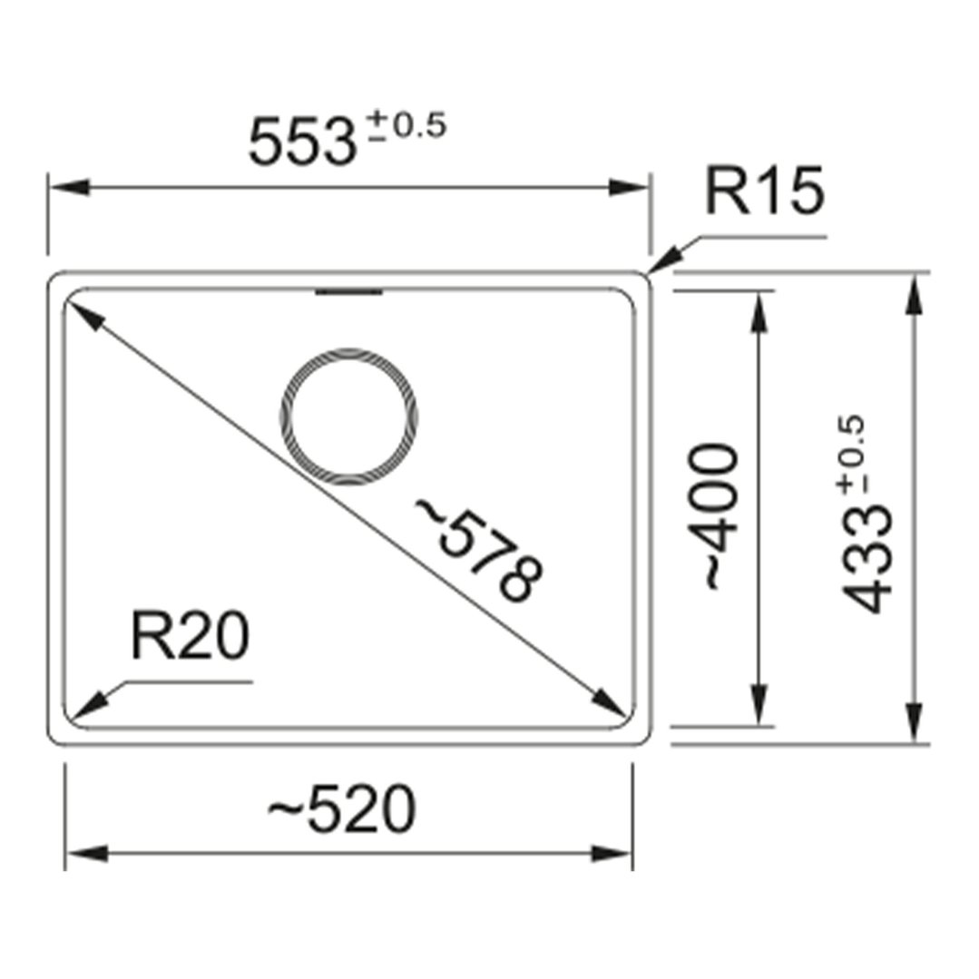 Franke Maris 520mm Single Bowl Flushmount Sink with Extension Drainer Stone Grey MRG210-52SG-FPC