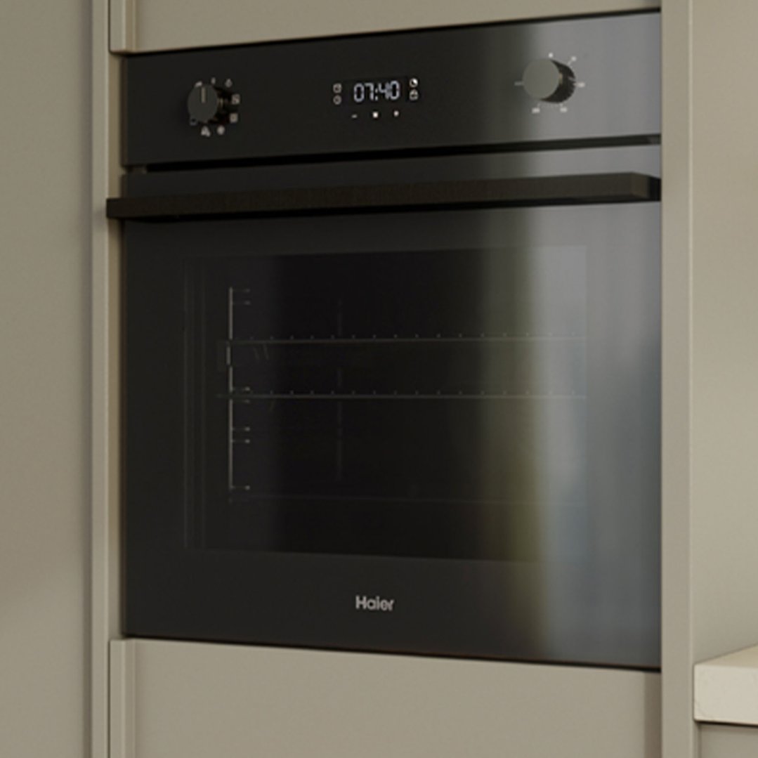 Haier 60cm 500 Series Built-in Oven, 7 Function, Air Fry, Steam Assist (Black Glass) HWO60S7EB5