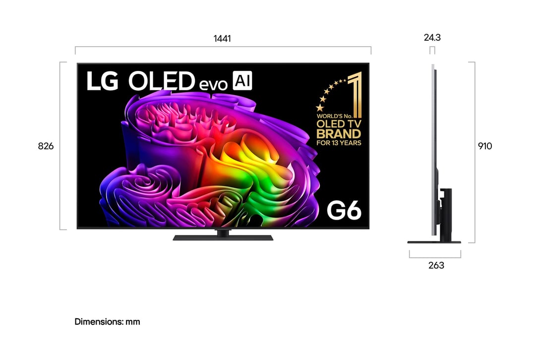 LG 65" OLEDG6 EVO AI 4K Smart TV 2026 OLED65G6PSB