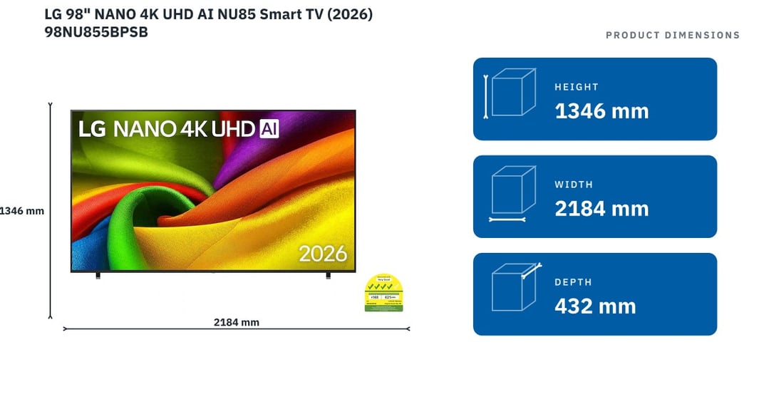 LG 98" NANO 4K UHD AI NU85 Smart TV (2026) 98NU855BPSB