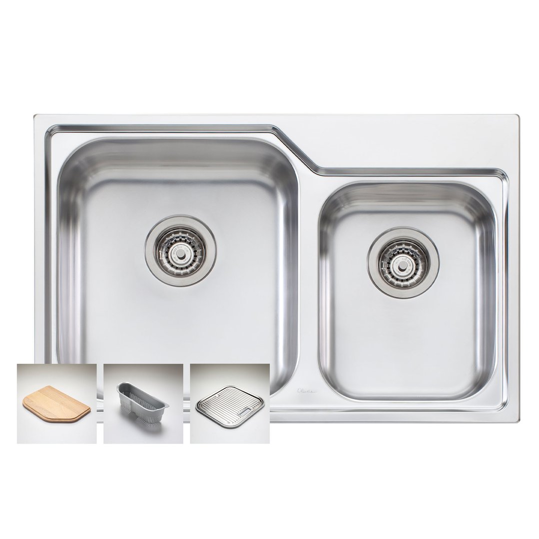 Oliveri Nu-Petite 1 & 3/4 Left Hand Bowl Topmount Sink NP615