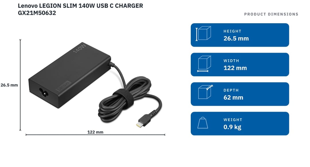 Lenovo Legion Slim 140W AC Adapter (USB-C) GX21M50632