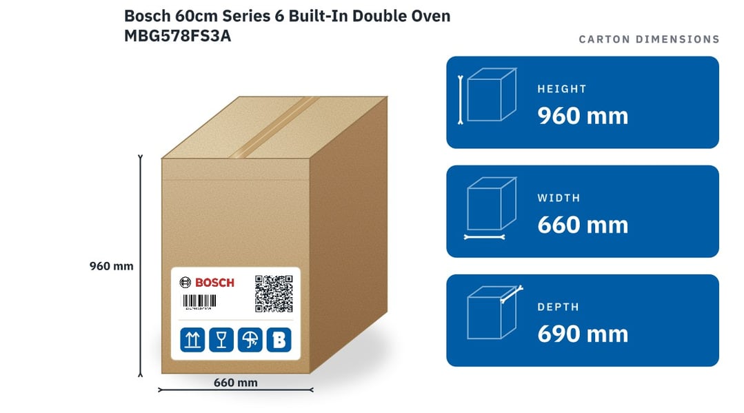 Bosch 60cm Series 6 Built-In Double Oven MBG578FS3A