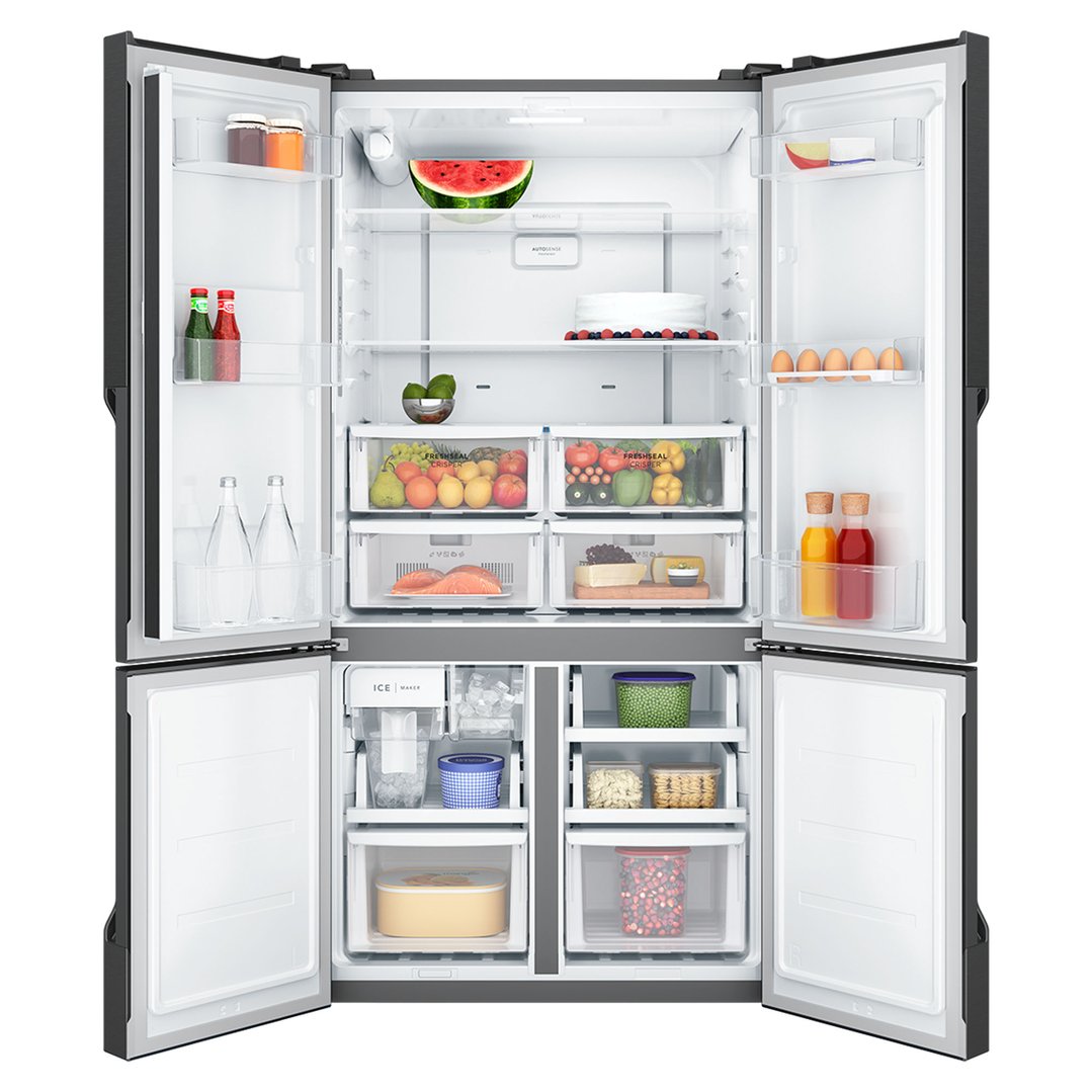 Westinghouse 564L Quad Door Fridge, Matte Charcoal Black with a Plumbed Water Dispenser WQE5750BB