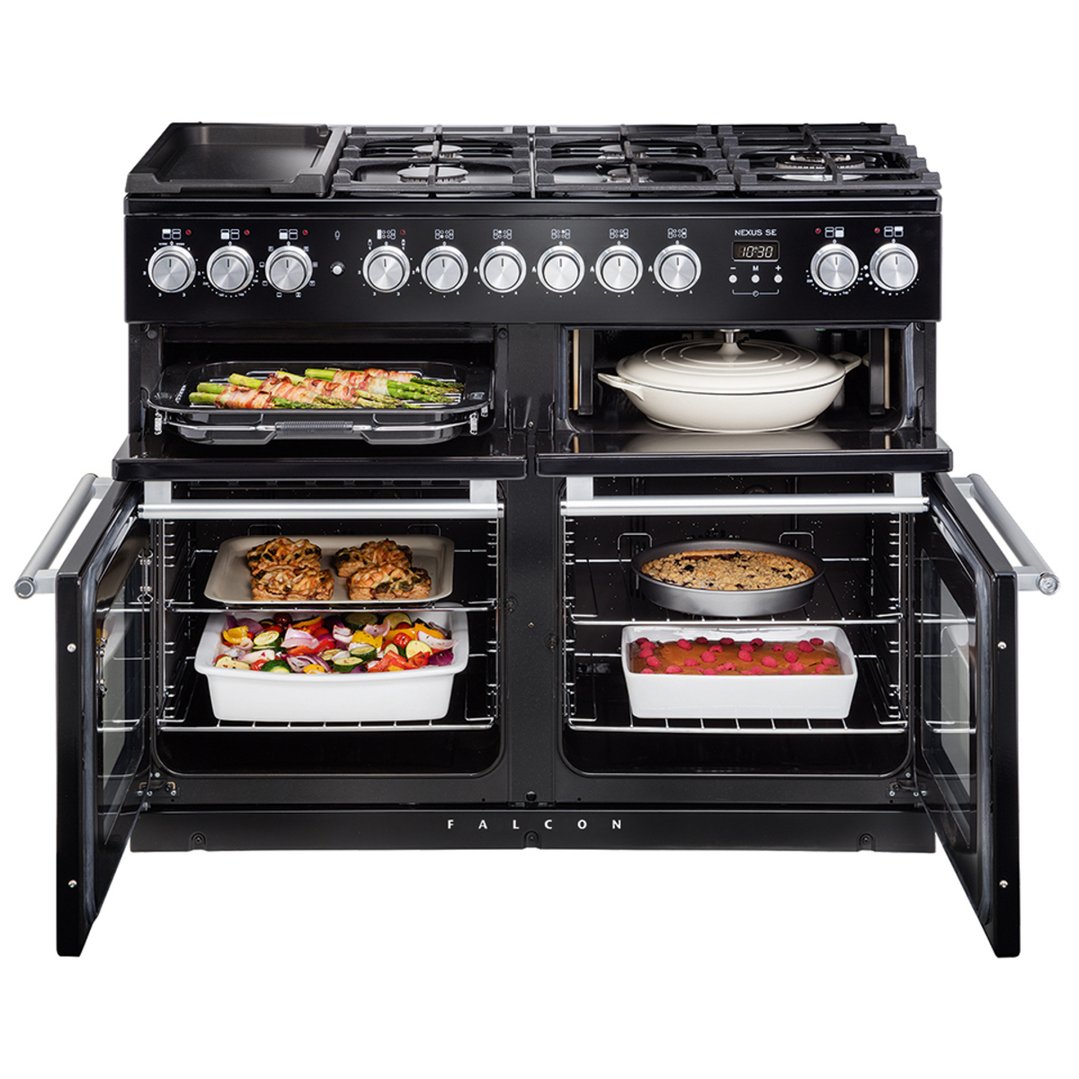 Falcon Nexus SE 110cm Dual Fuel Range Cooker Black/Chrome NEXSE110DFBLCH