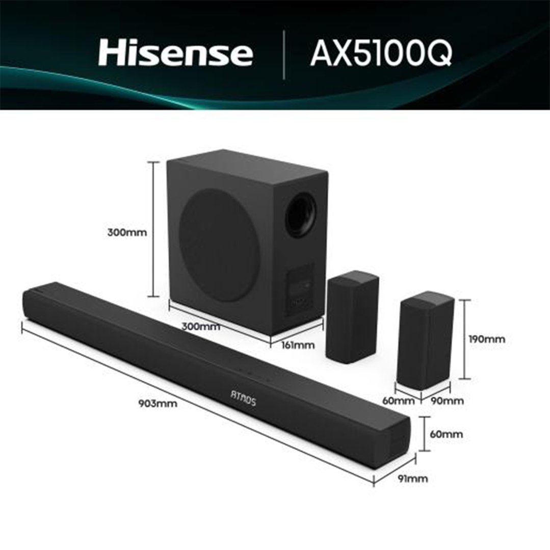Hisense 5.1 CH Dolby Atmos Soundbar with Wireless Subwoofer AX5100Q