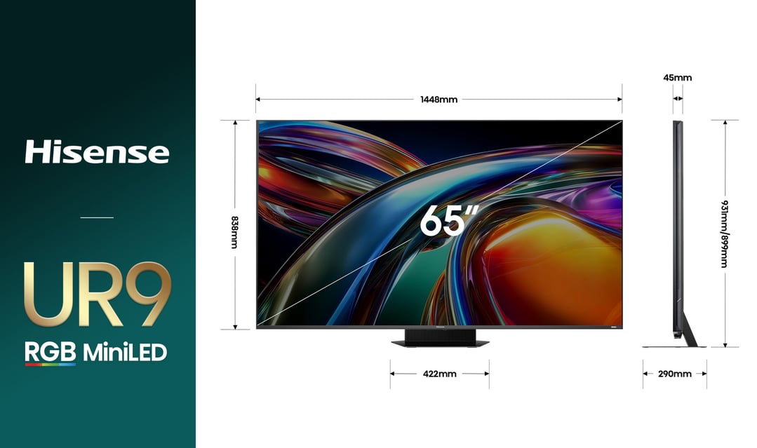 Hisense 65" RGB MiniLED UR9S 170Hz 4K Smart AI TV (2026) 65UR9SAU