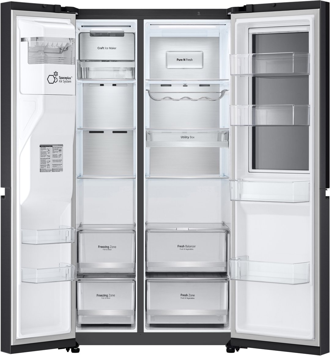 LG 635L Side by Side Fridge in Matte Black Finish GS-V600MBLC