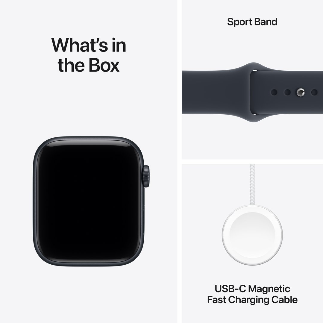 Apple Watch SE 3 GPS + Cellular 44mm Midnight Aluminum Case with Navy Blue Sport Band - M/L MJLT4X/A