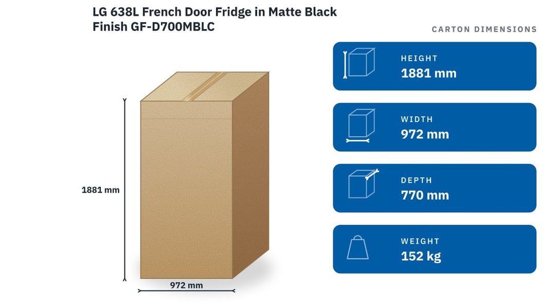LG 638L French Door Fridge in Matte Black Finish GF-D700MBLC