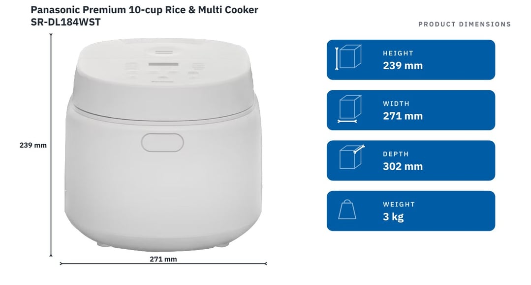 Panasonic Premium 10-cup Rice & Multi Cooker SR-DL184WST
