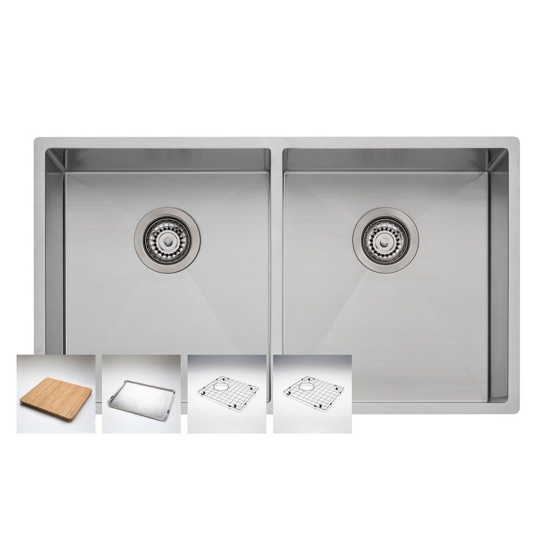 Oliveri Spectra Double Bowl Sink - Natural Steel SB63SS