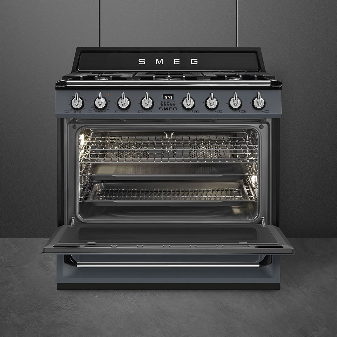 Smeg 90cm Victoria Dual Fuel Cooker Slate Grey TRA90SG2 Buy Online