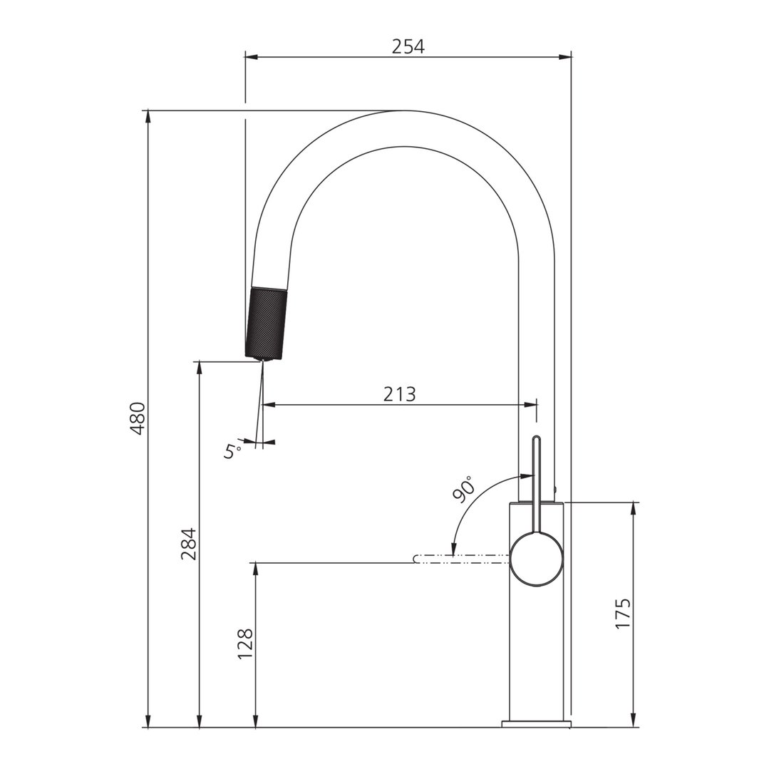 Oliveri Vilo Goose Neck Pull Out Mixer Brushed Nickel VT2400-BN