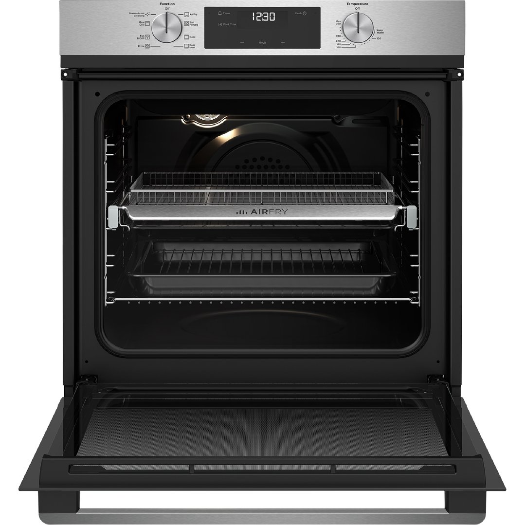 Westinghouse 60cm multi-function 8 stainless steel oven with Air Fry, programmable timer, and 80L WVE6516SD