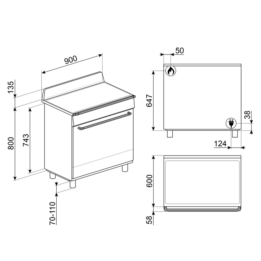 Smeg 90cm Victoria Dual Fuel Pyro Freestanding Cooker - Slate Grey TRA90GPGR
