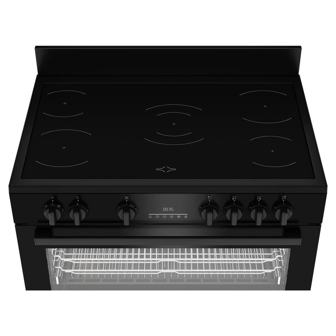 Beko 90cm Black Twin Fan Range Cooker with Ceramic Cooktop BFCB917CMB