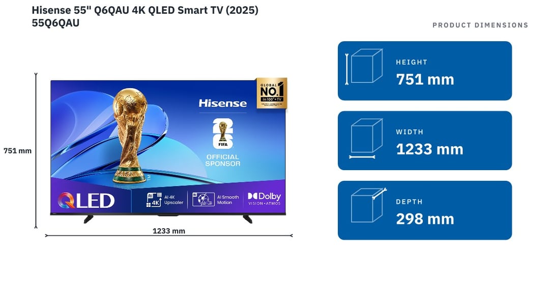 Hisense 55" Q6QAU 4K QLED Smart TV (2025) 55Q6QAU