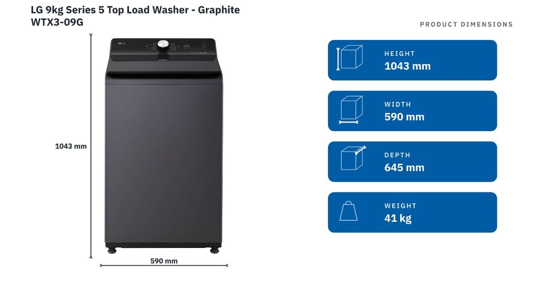 LG 9kg Series 5 Top Load Washer - Graphite WTX3-09G