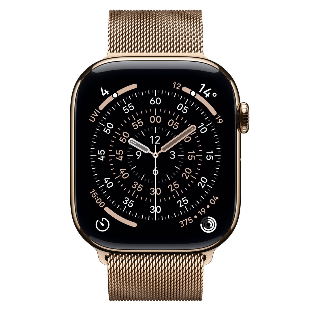 Apple Watch Series 11 46mm Gold Titanium Case GPS + Cellular Gold Milanese Loop (S/M) MFD74X/A