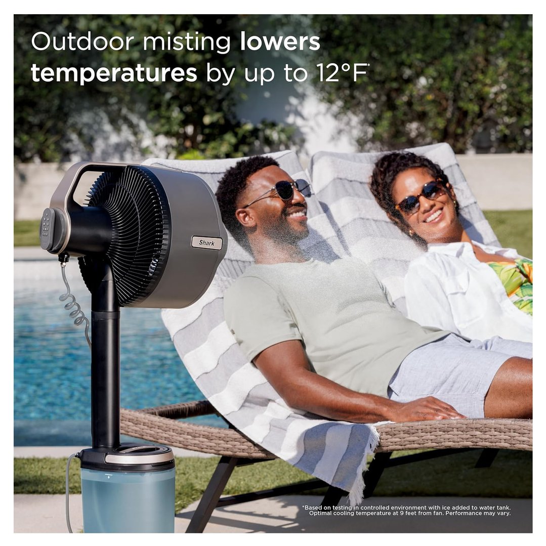 Shark FlexBreeze™ Pro Mist Indoor Outdoor Pedestal & Table Fan With Water Tank Grey FA302