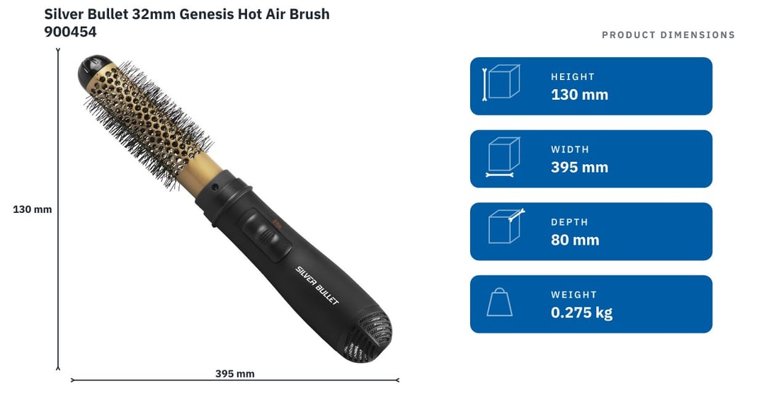 Silver Bullet 32mm Genesis Hot Air Brush 900454 — product dimensions