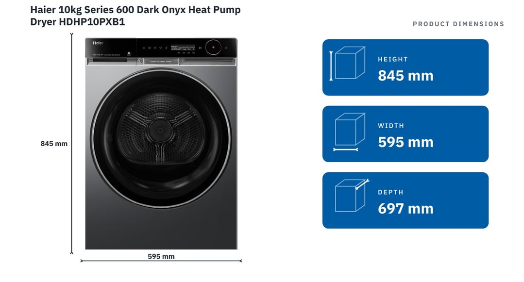 Haier 10kg Series 600 Dark Onyx Heat Pump Dryer HDHP10PXB1