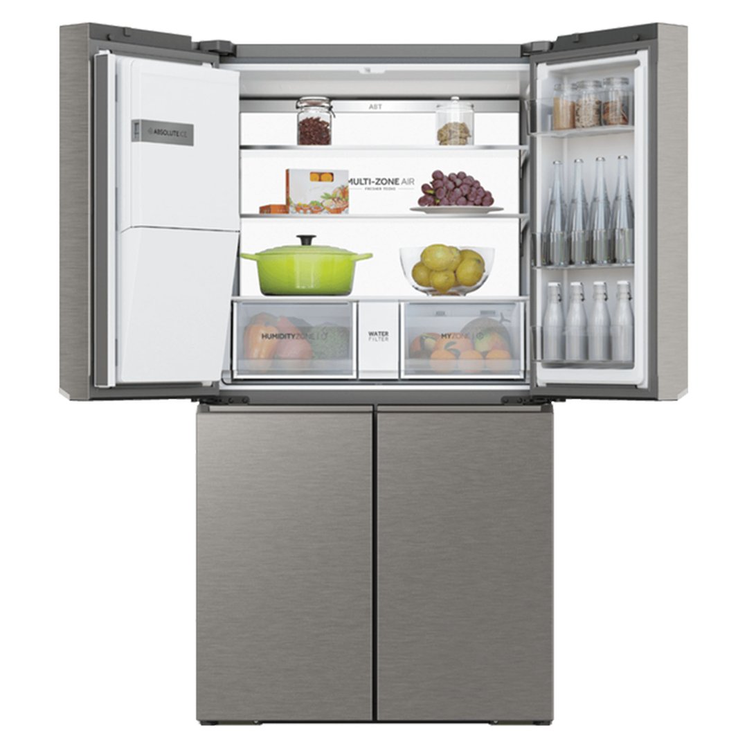 Haier 601L 600 Series Quad Door Refrigerator Freezer - Satina HRF680YZS