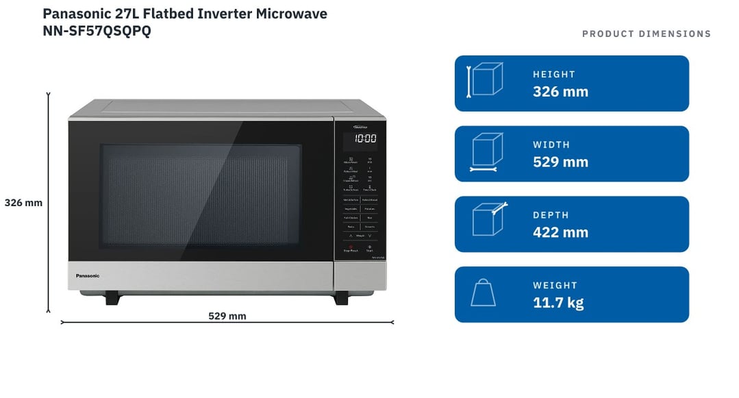 Panasonic 27L Flatbed Inverter Microwave NN-SF57QSQPQ