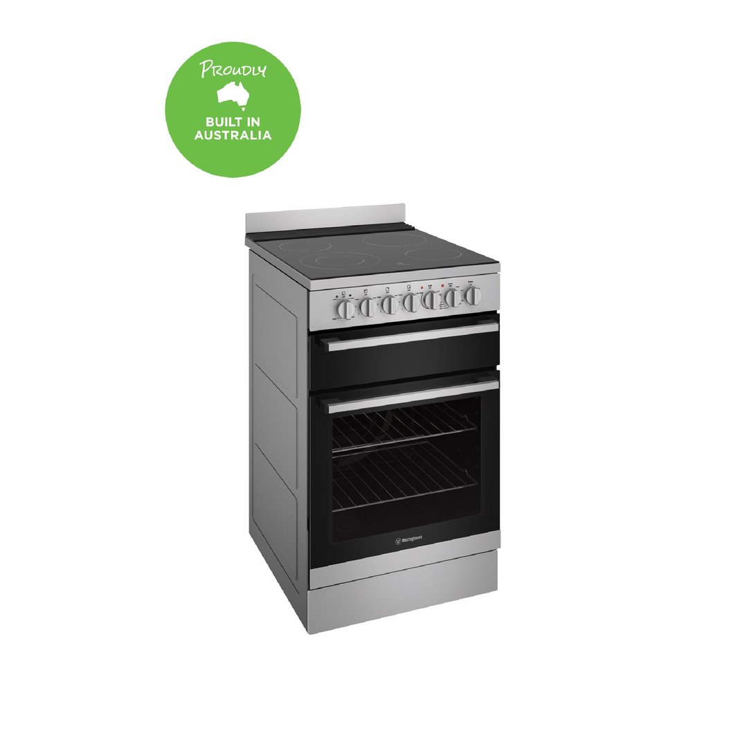 Westinghouse 54cm freestanding electric oven and ceramic cooktop, stainless steel WFE542SCB
